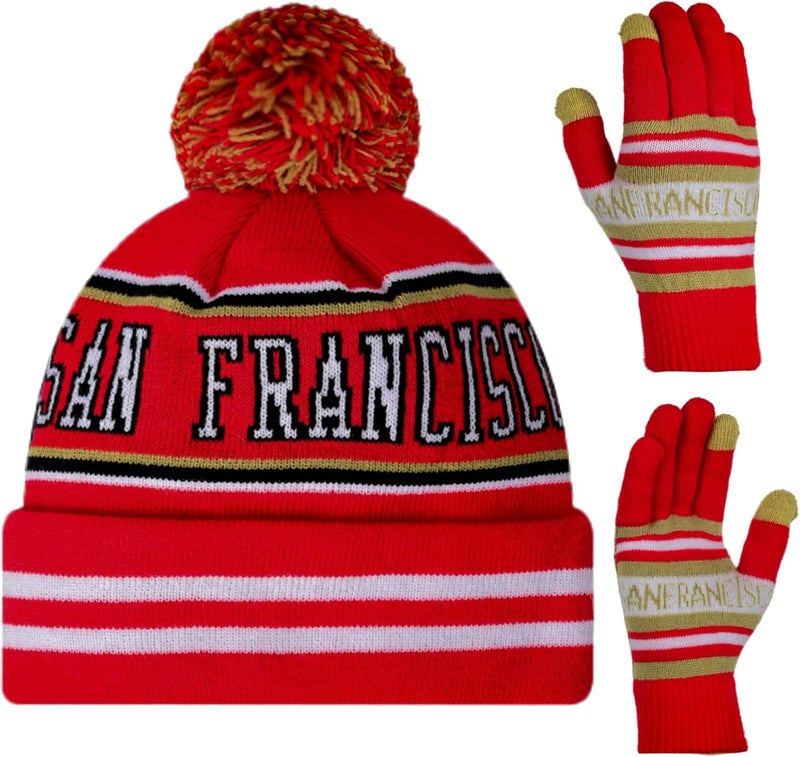 mtstaowe Vintage Classic Skull Cap Beanie Hat Cuffed Winter Hat Knit Comes with Warm Gloves Gifts for Men Women Fans - Image 1